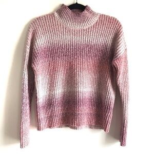 Cynthia Rowley Pink White Stripe Mock Turtle Neck Sweater size medium